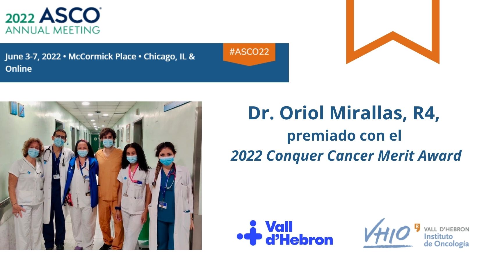 El Dr. Oriol Mirallas, R4, premiado por la Sociedad Americana de Oncología (ASCO)